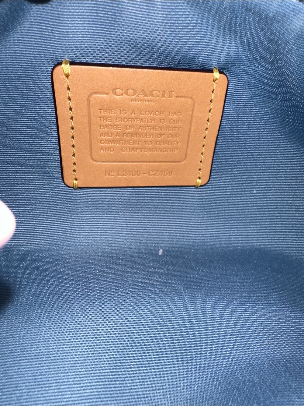 Coach Denim Signature Mini Barrel Bag with Tan Leather Strap - Picture 10 of 16